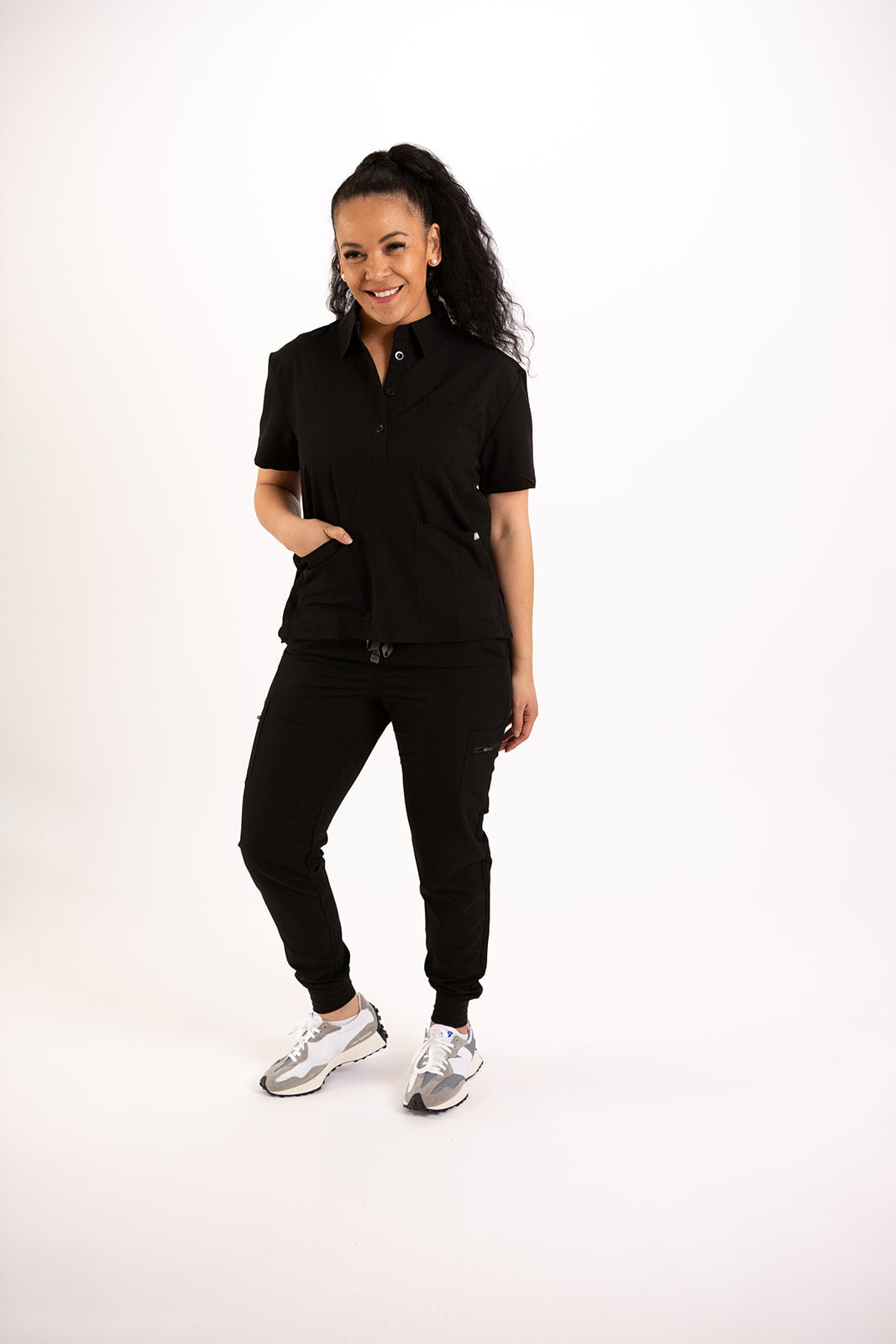 CLASSIC HIGH WAISTED WOMEN'S JOGGER SCRUB PANTS (BLACK)