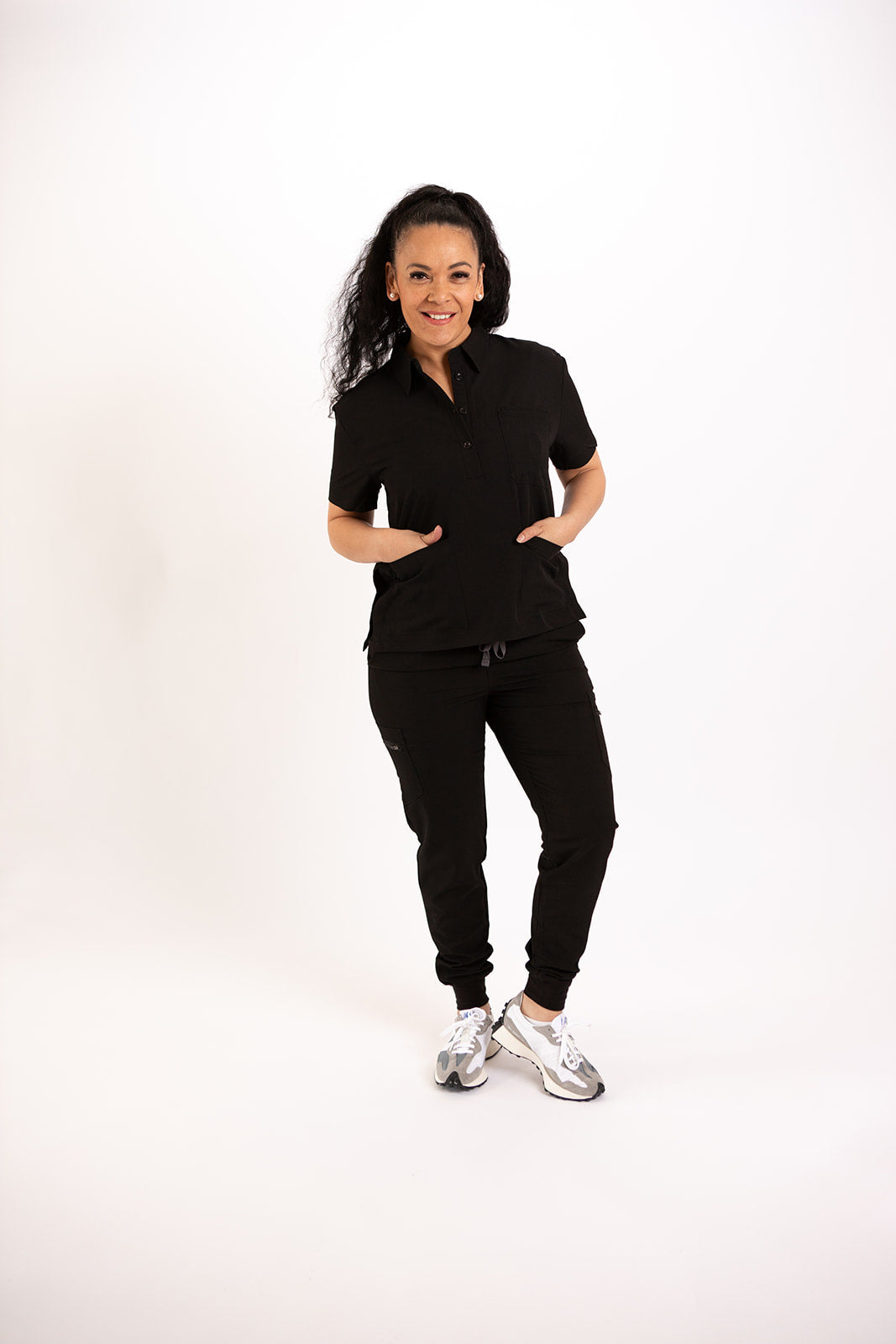 CLASSIC HIGH WAISTED WOMEN'S JOGGER SCRUB PANTS (BLACK)