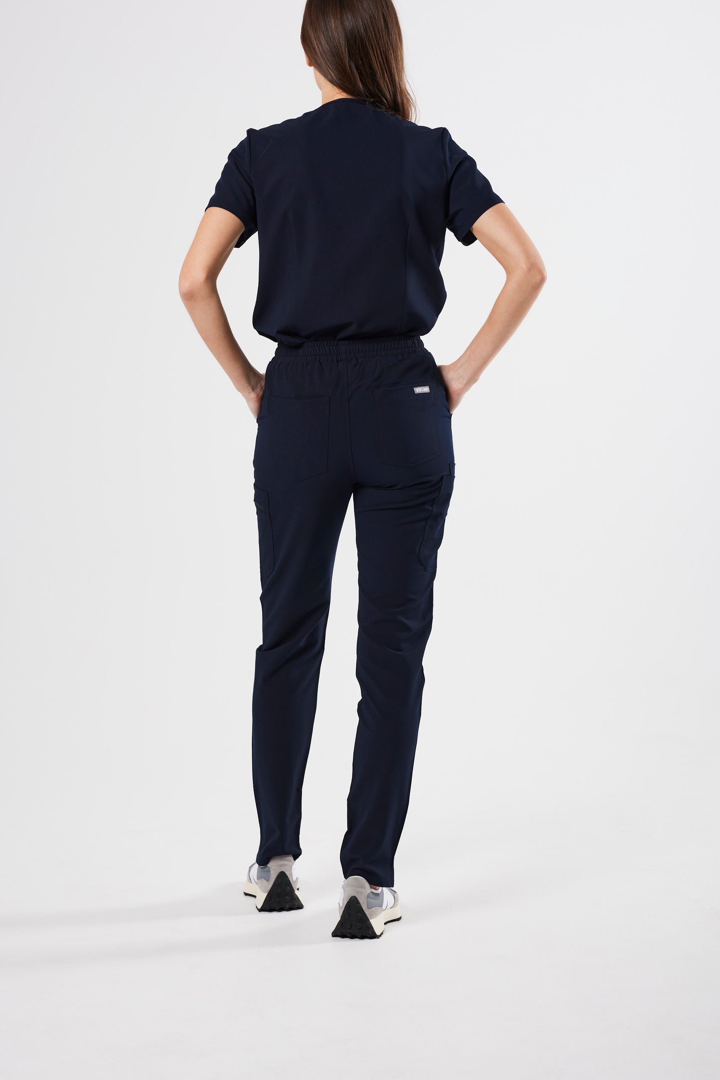 CLASSIC HIGH WAISTED SKINNY STRAIGHT LEG WOMEN'S SCRUB PANTS (NAVY)