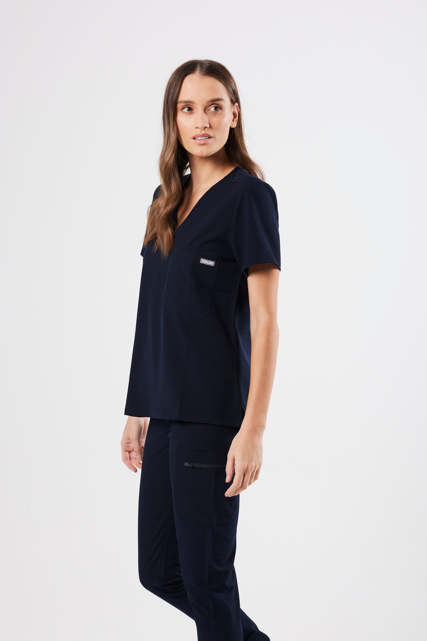 CLASSIC ONE-POCKET WOMEN'S SCRUB TOP (NAVY)