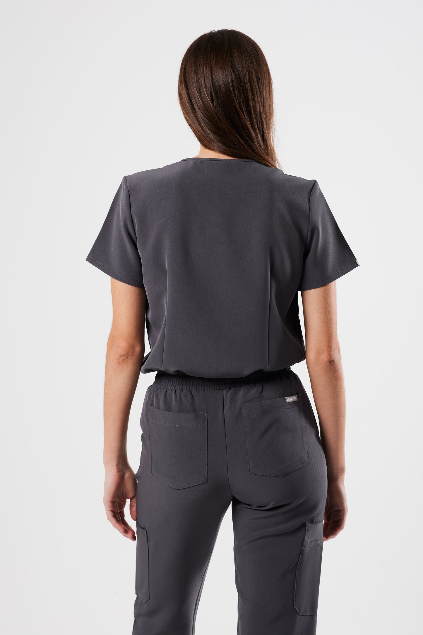 FLEX ONE-POCKET WOMEN'S SCRUB TOP (PEWTER GREY)