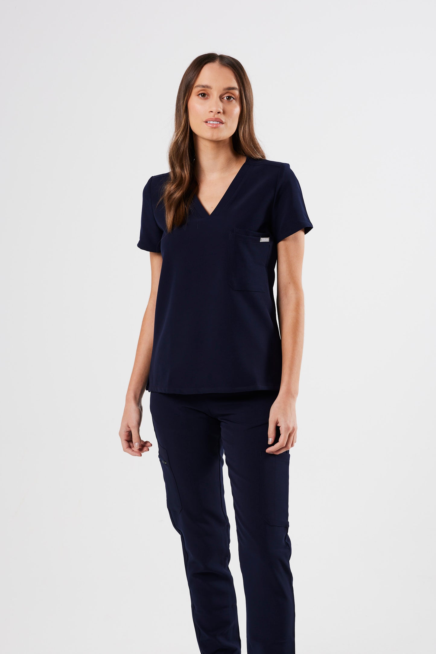 FLEX ONE-POCKET WOMEN'S SCRUB TOP (NAVY)