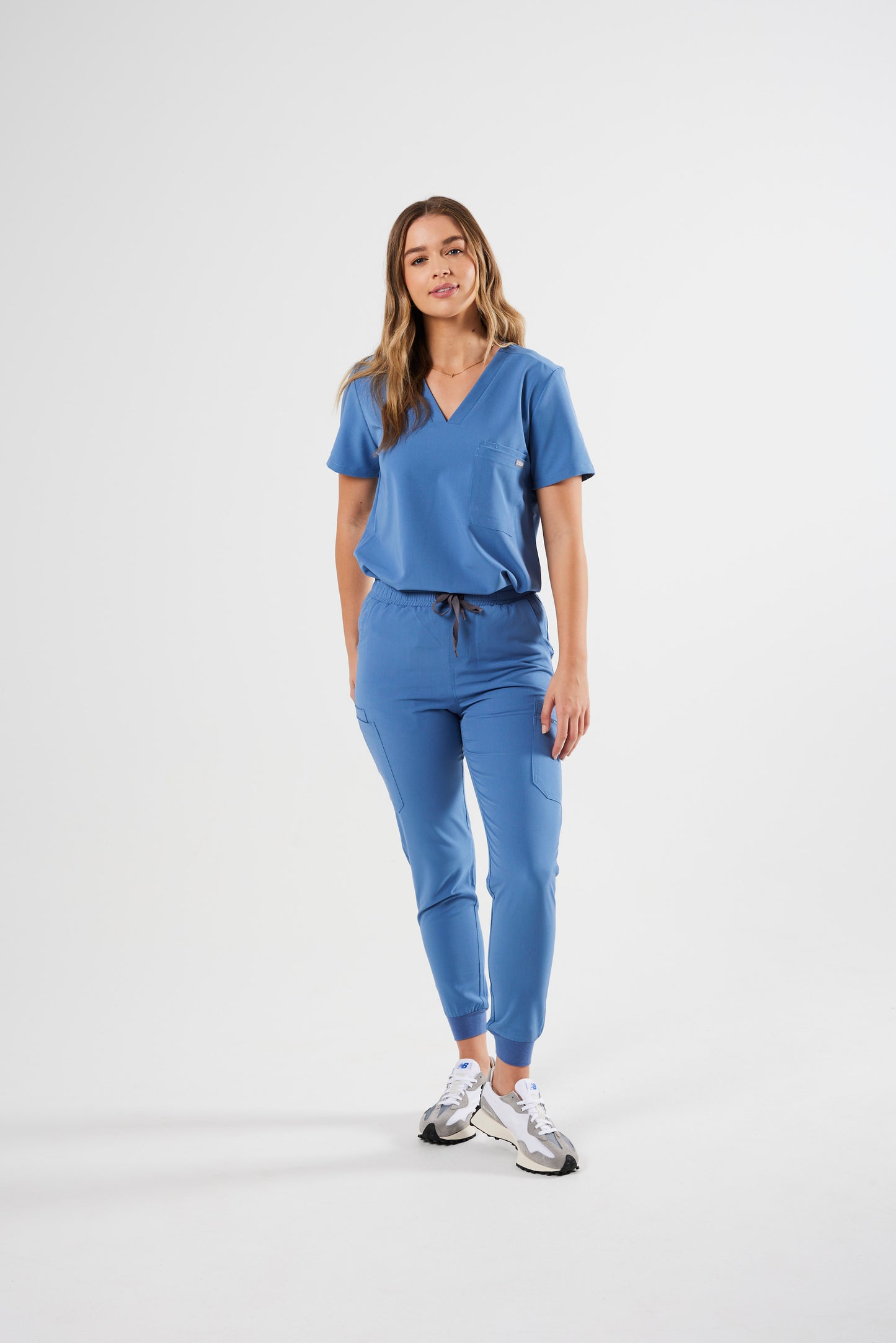 CLASSIC HIGH WAISTED JOGGER WOMEN'S SCRUB PANTS (CEIL BLUE)