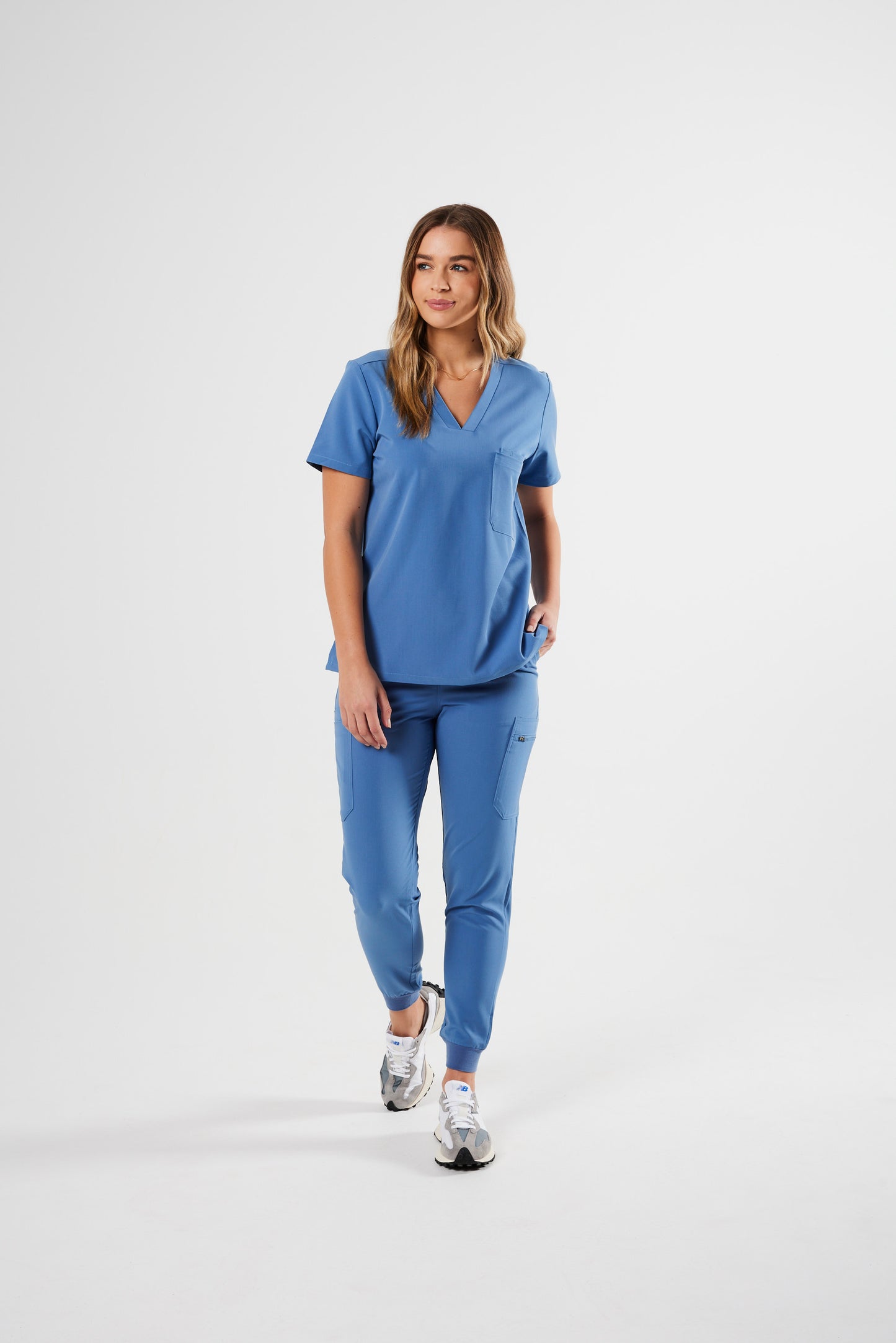 CLASSIC HIGH WAISTED JOGGER WOMEN'S SCRUB PANTS (CEIL BLUE)