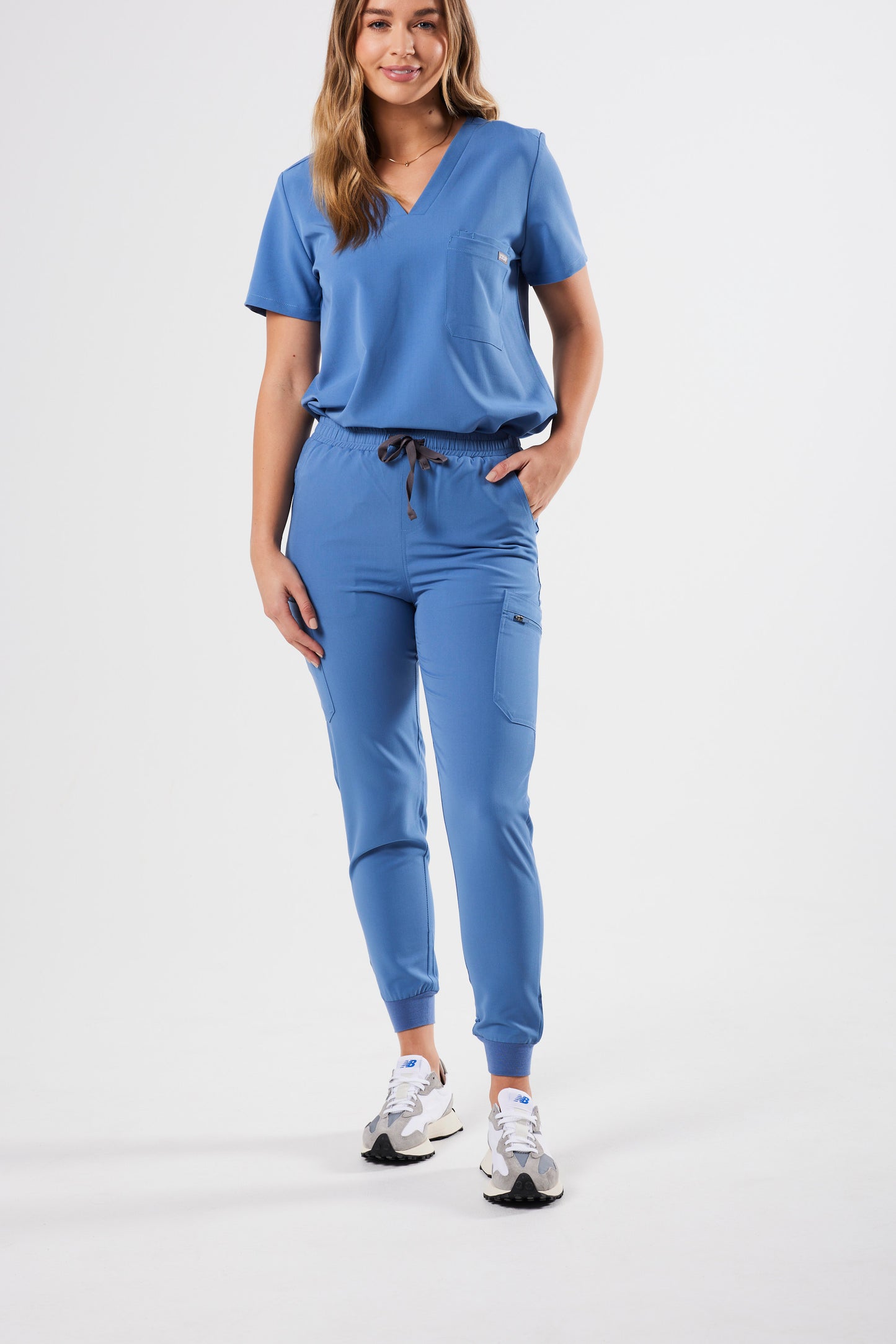 CLASSIC HIGH WAISTED JOGGER WOMEN'S SCRUB PANTS (CEIL BLUE)
