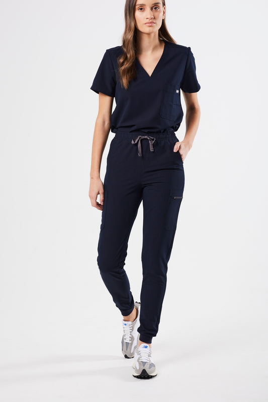 CLASSIC HIGH WAISTED JOGGER WOMEN'S SCRUB PANTS (NAVY)