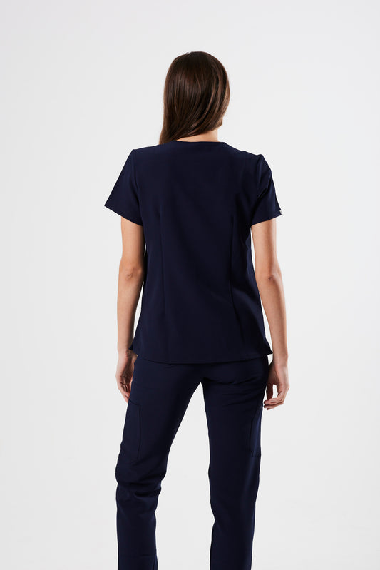 FLEX TWO-POCKET WOMEN'S SCRUB TOP (NAVY)