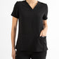 SUPER-SOFT THREE POCKET WOMEN'S SCRUB TOP (BLACK)