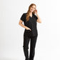 SUPER-SOFT THREE POCKET WOMEN'S SCRUB TOP (BLACK)