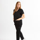 SUPER-SOFT THREE POCKET WOMEN'S SCRUB TOP (BLACK)