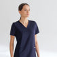 SUPER-SOFT THREE POCKET WOMEN'S SCRUB TOP (NAVY)