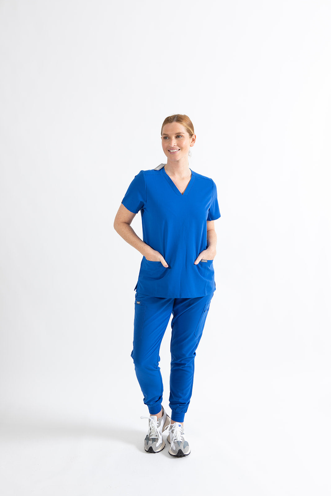 SUPER-SOFT THREE POCKET WOMEN'S SCRUB TOP (ROYAL BLUE)