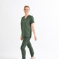 SUPER-SOFT CHEST-POCKETS WOMEN'S SCRUB TOP (KHAKI GREEN)