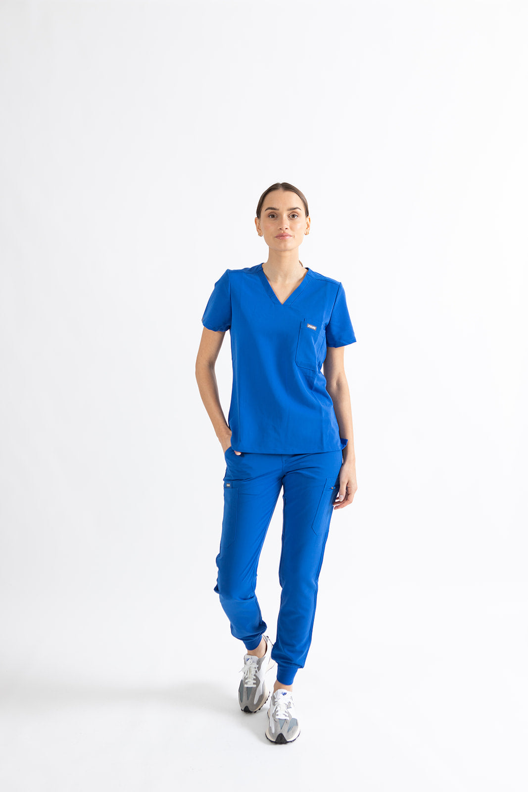 SUPER-SOFT CHEST-POCKETS WOMEN'S SCRUB TOP (ROYAL BLUE)