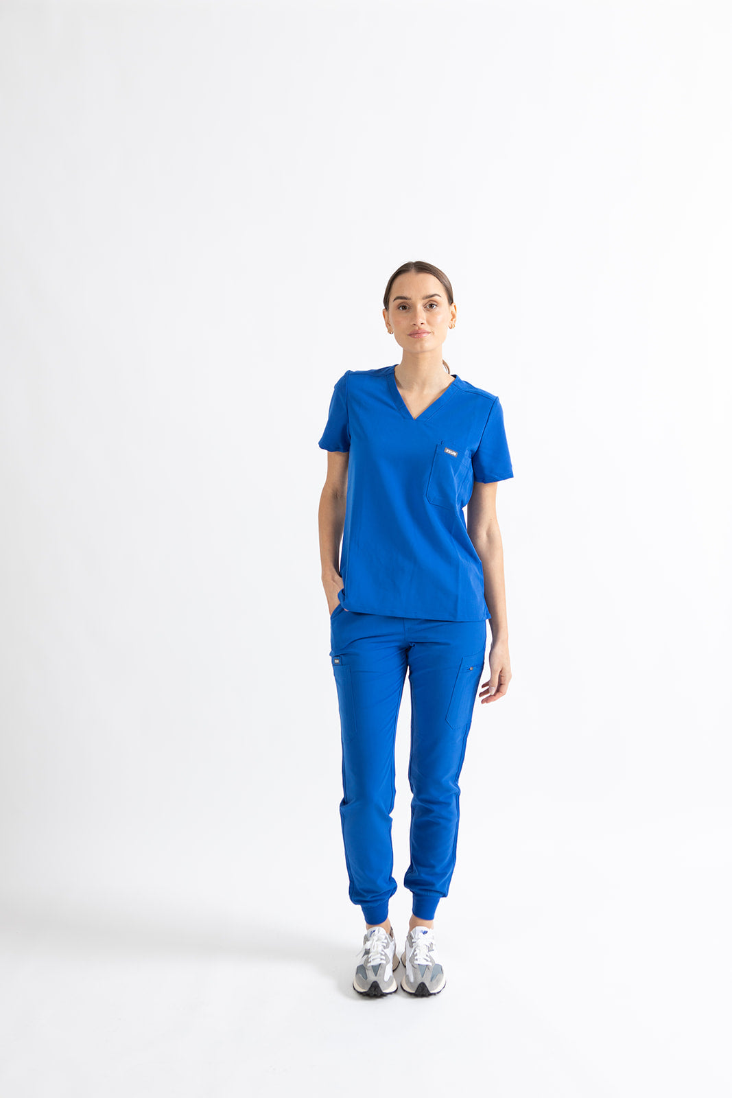 SUPER-SOFT CHEST-POCKETS WOMEN'S SCRUB TOP (ROYAL BLUE)