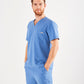 CLASSIC V-NECK WITH SIDE POCKETS MEN'S SCRUB TOP (CEIL BLUE)