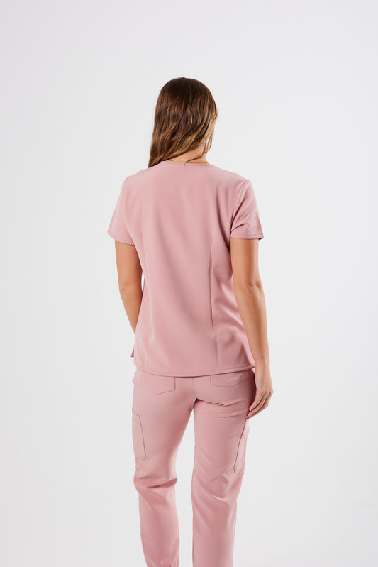 FLEX ONE-POCKET WOMEN'S SCRUB TOP (PINK PEONY)